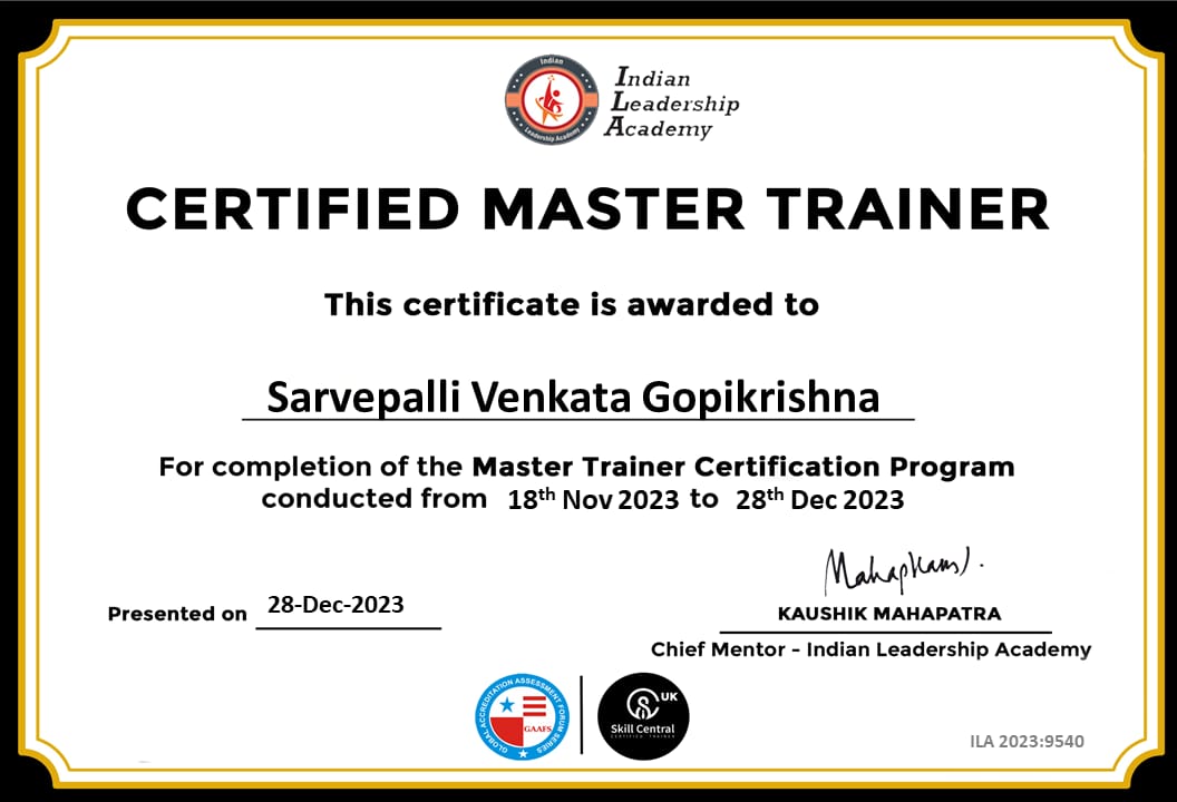 Certified Master Training